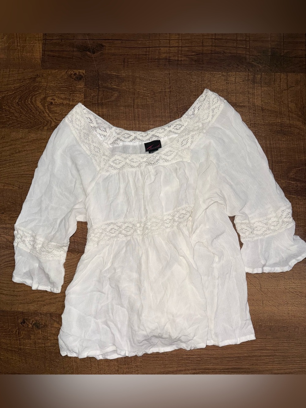 torrid White Lace-Trim Boho Peasant Tunic
